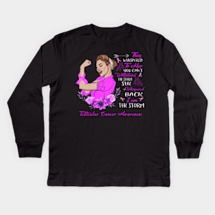 She Whispered Back I Am The Storm Testicular Cancer Awareness Kids Long Sleeve T-Shirt